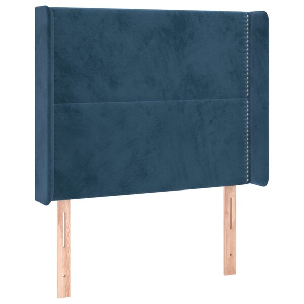 vidaXL Tête de lit avec oreilles Bleu foncé 83x16x118/128 cm Velours