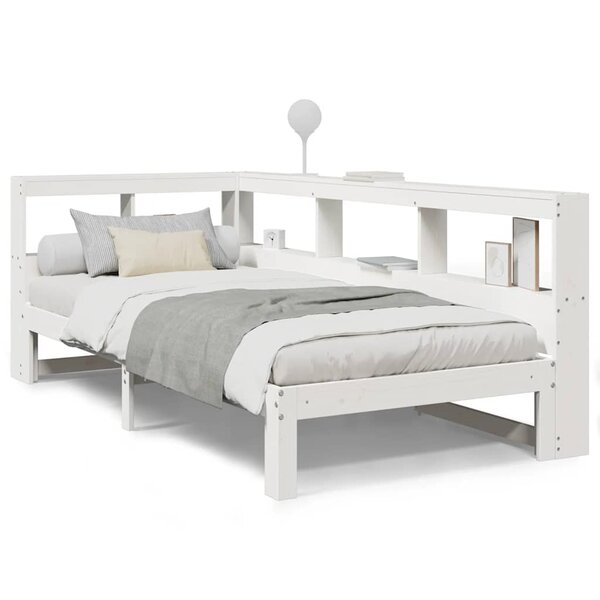 vidaXL Lit bibliothèque sans matelas blanc 100x200 cm bois pin massif