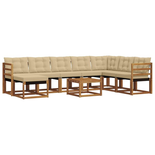 vidaXL Ensemble de canapés d'extérieur 9 pc Naturel et Beige
