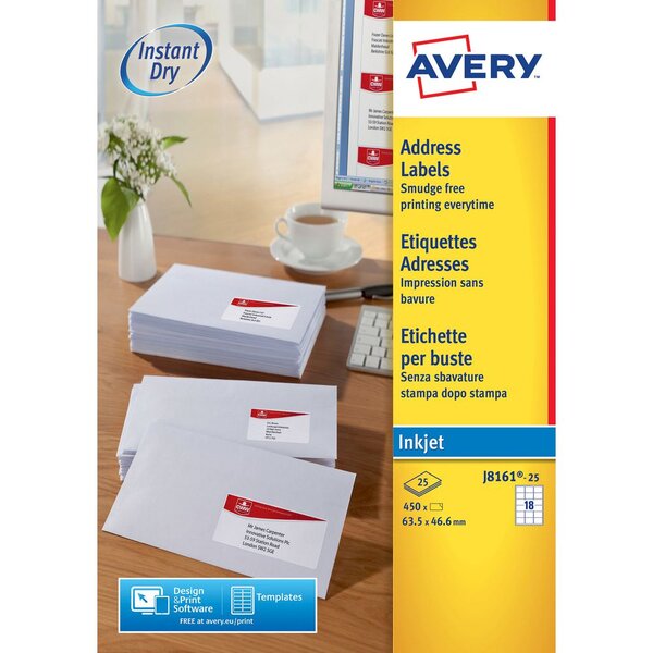 Étiquettes adresses l63.5xh46.6 mm (paquet 450 unités)