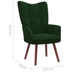 vidaXL Chaise de relaxation Vert foncé Velours