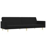 vidaXL Canapé-lit à 2 places avec repose-pied noir tissu