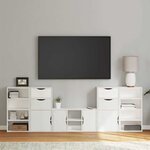 vidaXL Meubles TV 5 Pièces avec rangement ODDA blanc bois de pin massif