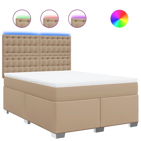 vidaXL Sommier à lattes de lit avec matelas Cappuccino 140x190 cm