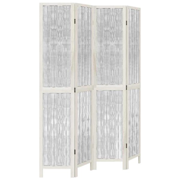 vidaXL Cloison de séparation 4 panneaux blanc bois de paulownia massif