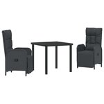 vidaXL Ensemble de salle à manger pour jardin 3 Pièces Noir Poly rotin