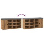 vidaXL Banc à chaussures chêne artisanal 102x32x50cm bois d'ingénierie