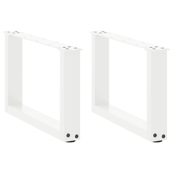vidaXL Pieds de table basse en U  2 pièces  blanc  50 x (30-31) cm  acier