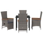 vidaXL Chaises de jardin inclinables 5 Pièces Gris Gris foncé Teinte bois