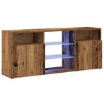 vidaXL Meuble TV avec lumières LED vieux bois bois d'ingénierie