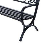 Outsunny Banc de Jardin terrasse en Acier Fonte Noir 3 Places 127 x 60 x 85 cm Charge Max 250 Kg