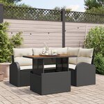 Ensemble de Canapés de Jardin 5 pièces avec coussins  Rattan Noir