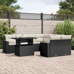 vidaXL Salon de jardin 9 Pièces avec coussins noir résine tressée