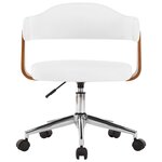 Chaise fauteuil siège pivotante de bureau informatique étude bois courbé et similicuir blanc 02_0024083