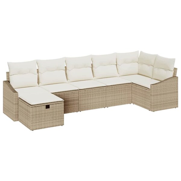 vidaXL Ensemble de canapé de jardin 7 Pièces Beige 55 x 62 x 69 cm