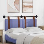 vidaXL Tête de lit suspendue Avec lumière LED Bleu denim PU antique