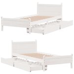 vidaXL Cadre de lit sans matelas blanc 75x190 cm bois de pin massif