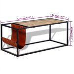 vidaXL Table basse avec porte-revues Cuir véritable 110x50x45 cm