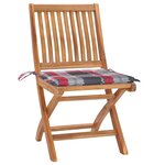 vidaXL Chaises de jardin lot de 2 avec coussins à carreaux rouge Teck