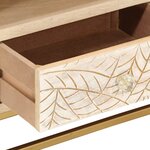 vidaXL Meuble TV 110x30x40 cm bois massif de manguier et fer