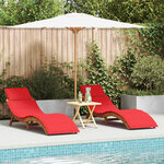 vidaXL Chaise longue 2 Pièces Rouge 184 x 55 x 64cm Bois d'acacia massif