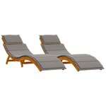 vidaXL Chaise longue 2 Pièces Gris 184 x 55 x 64cm Bois d'acacia massif
