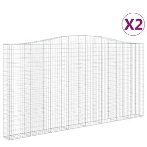vidaXL Paniers à gabions arqués 2 Pièces 400x30x200/220 cm Fer galvanisé