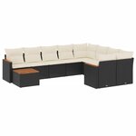 vidaXL Salon de jardin 10 Pièces avec coussins noir résine tressée