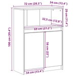 vidaXL Buffet avec LED gris béton 72x34x100 cm bois d'ingénierie
