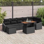 vidaXL Ensemble de canapé de jardin 8 Pièces Noir Poly rotin