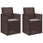 vidaXL Chaises de jardin salle à manger 2 pc Marron et gris clair PP