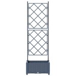 vidaXL Jardinière avec treillis grise 40x40x125 5 cm