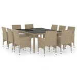 vidaXL Ensemble à manger de jardin 11Pièces Résine tressée Beige