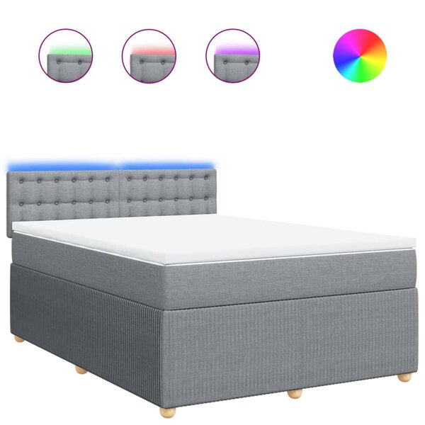 vidaXL Sommier à lattes de lit avec matelas Gris clair 140x200cm Tissu