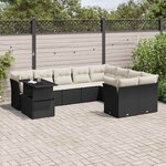 vidaXL Salon de jardin 10 Pièces avec coussins noir résine tressée