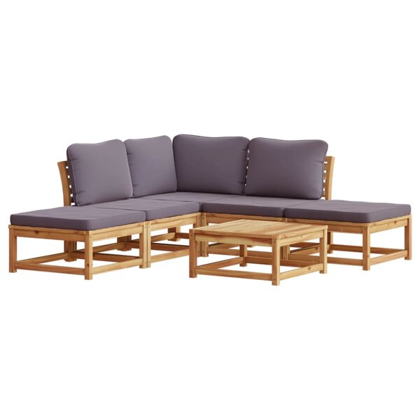 vidaXL Salon de jardin 6 Pièces avec coussins bois d'acacia solide