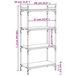vidaXL Bibliothèque à 4 niveaux noir 60x30x120 cm bois d'ingénierie