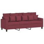 vidaXL Ensemble de canapés 3 Pièces avec coussins rouge bordeaux tissu