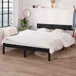 vidaXL Cadre de lit Noir Bois massif 120x190 cm Petit double
