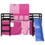 vidaXL Lit mezzanine enfants avec tunnel sans matelas rose 80x200 cm