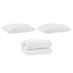 vidaXL Couette avec oreiller 3 Pièces Blanc Microfibre