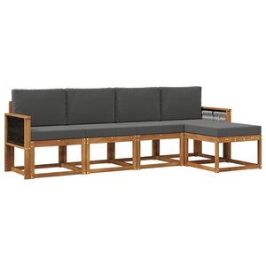 vidaXL Ensemble de canapés d'extérieur 5 Pièces Naturel et Anthracite