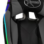 vidaXL Fauteuil de jeux vidéo avec LED RVB Gris et noir Similicuir