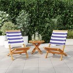 vidaXL Chaises de jardin lot de 2 bleu/blanc bois acacia massif tissu