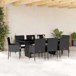 vidaXL Ensemble à manger de jardin 9Pièces coussins noir résine tressée