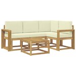 vidaXL Ensemble de canapés d'extérieur 5 pc Blanc et crème