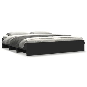 vidaXL Cadre de lit sans matelas noir 180x200 cm bois d'ingénierie