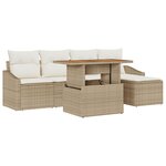 vidaXL Ensemble de canapé de jardin 6 pièces avec coussins beige en poly rattan