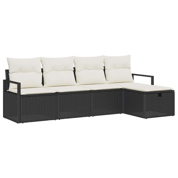vidaXL Ensemble de canapé de jardin avec coussin 5 Pièces Noir et crème