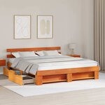 vidaXL Cadre de lit avec tête de lit Brun cire 200 x 200 cm Pin massif